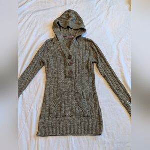 Vintage 90s Y2K Hooded Henley Roxy Sweater Size Small